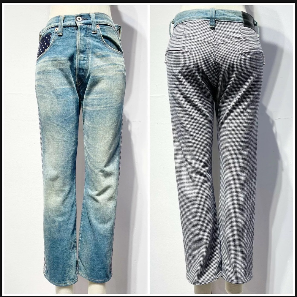 Comme Des Garcons Light Wash houndstooth/solid